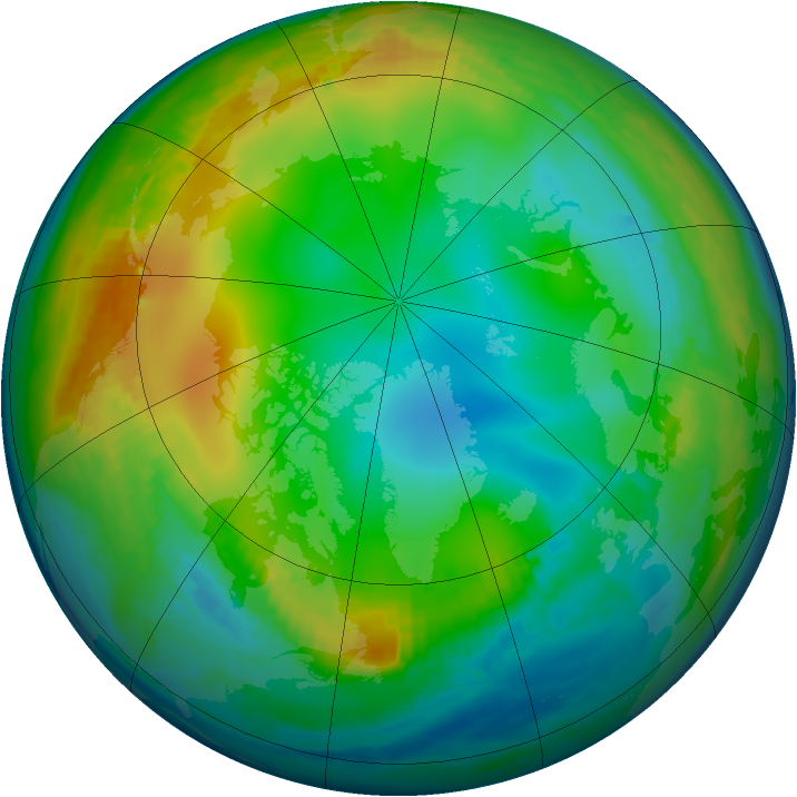 Arctic ozone map for 11 December 1983